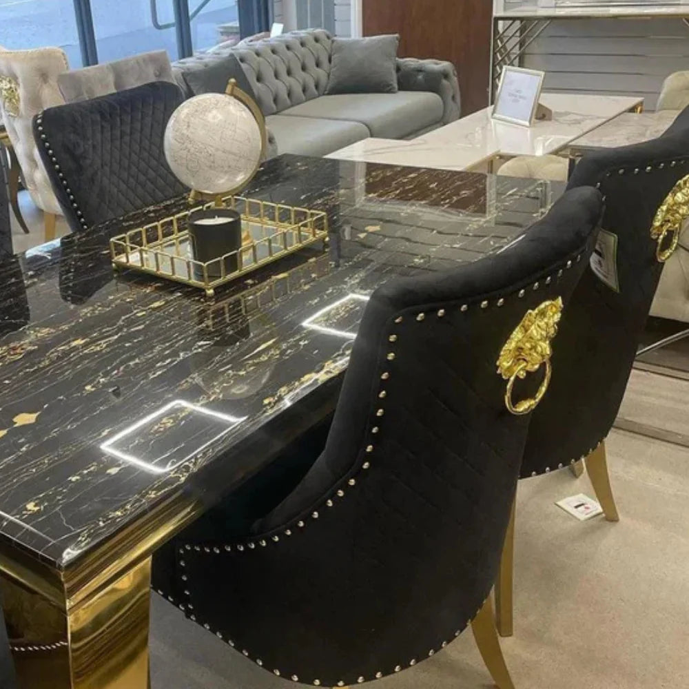 The Royale Dining Set - With 4 Valentina Lion Chairs
