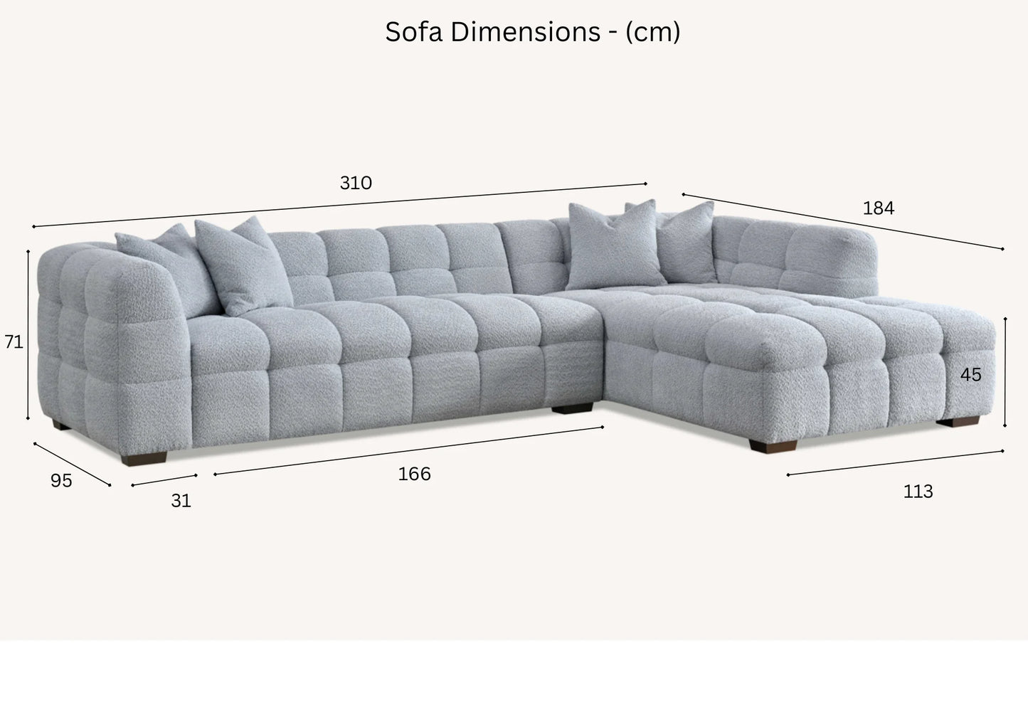 Tribeca Sofa – Right Hand Corner in Oatmeal Boucle